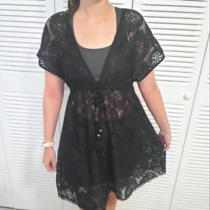 Lace beach coverup/ dress, black